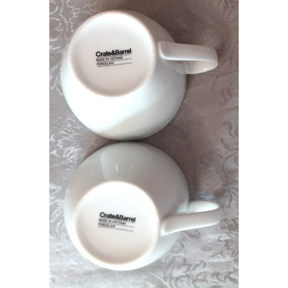 Crate & Barrel 2 Large 14 oz White Porcelain 3